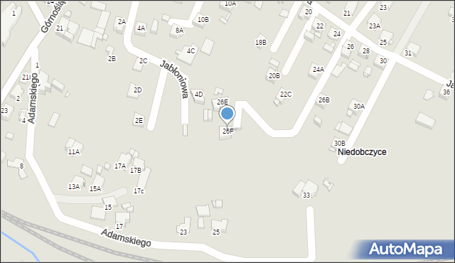 Rybnik, Jabłoniowa, 26F, mapa Rybnika