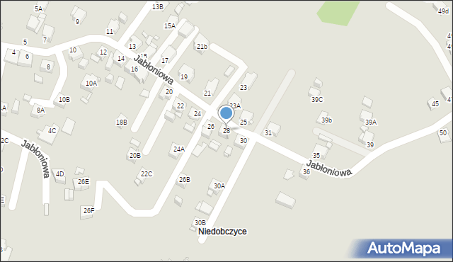 Rybnik, Jabłoniowa, 28, mapa Rybnika