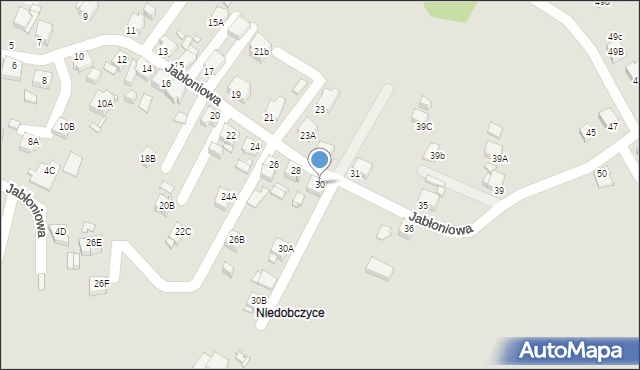 Rybnik, Jabłoniowa, 30, mapa Rybnika