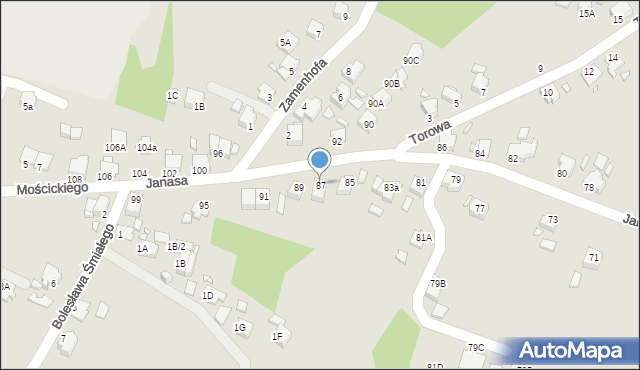 Rybnik, Janasa Brunona, mjr., 87, mapa Rybnika