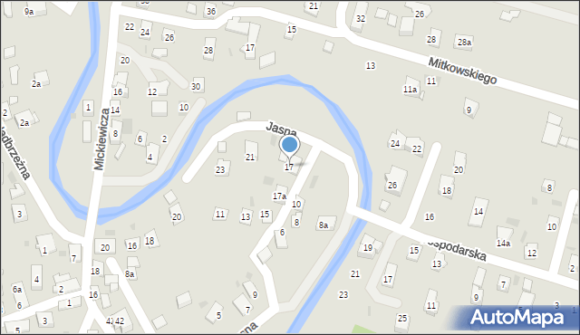 Rymanów, Jasna, 17, mapa Rymanów