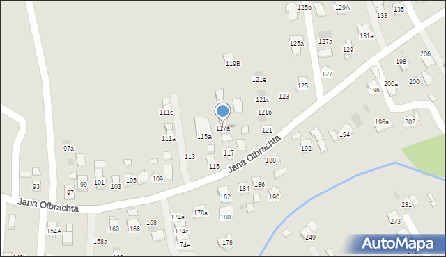 Rzeszów, Jana Olbrachta, 117a, mapa Rzeszów