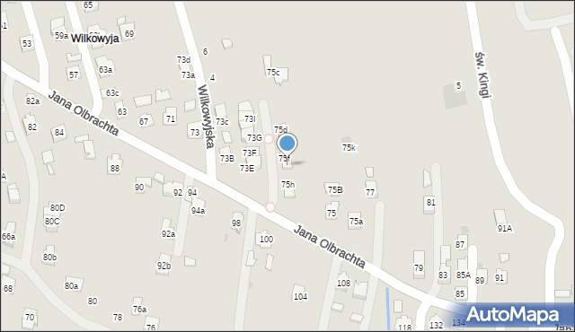 Rzeszów, Jana Olbrachta, 75g, mapa Rzeszów