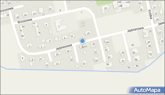 Serby, Jaśminowa, 28, mapa Serby