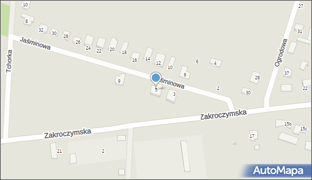 Serock, Jaśminowa, 5, mapa Serock
