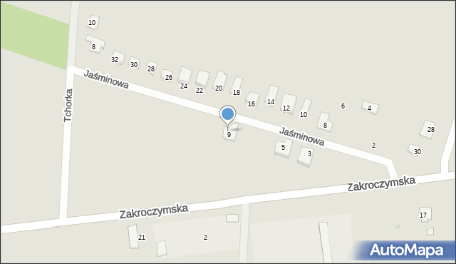 Serock, Jaśminowa, 9, mapa Serock
