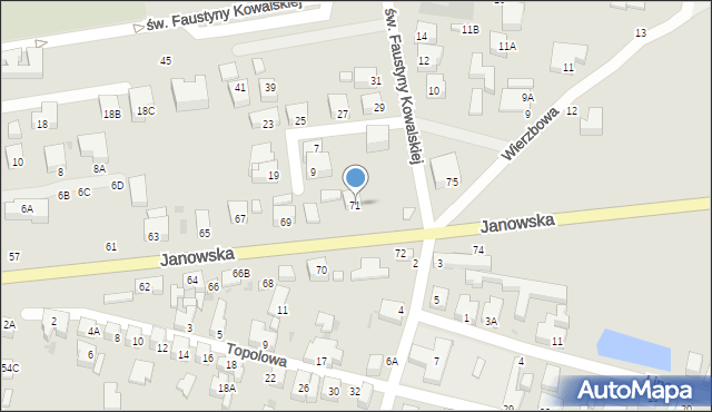 Siedlce, Janowska, 71, mapa Siedlce