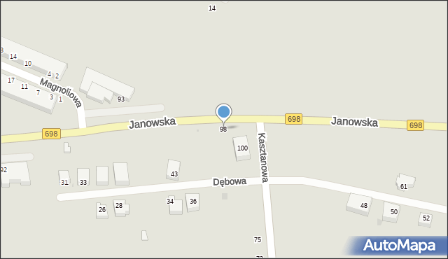 Siedlce, Janowska, 98, mapa Siedlce
