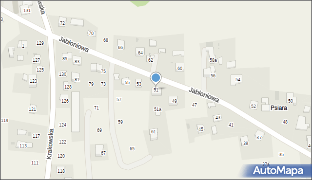 Siepraw, Jabłoniowa, 51, mapa Siepraw
