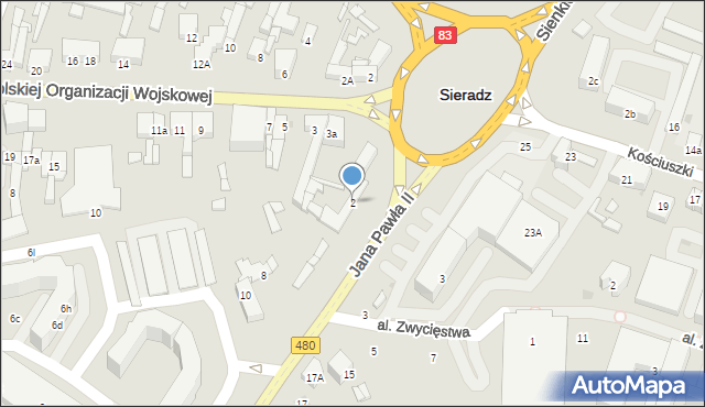 Sieradz, Jana Pawła II, 2, mapa Sieradz