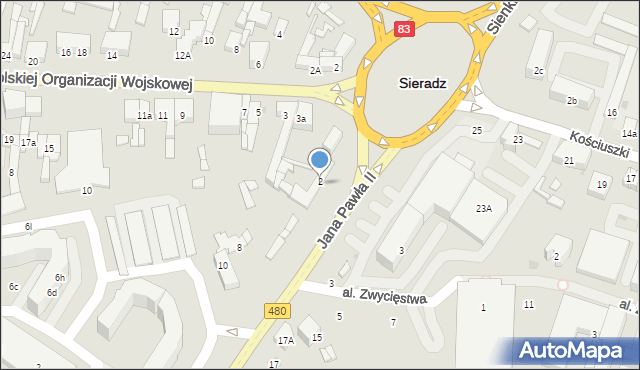 Sieradz, Jana Pawła II, 2B, mapa Sieradz