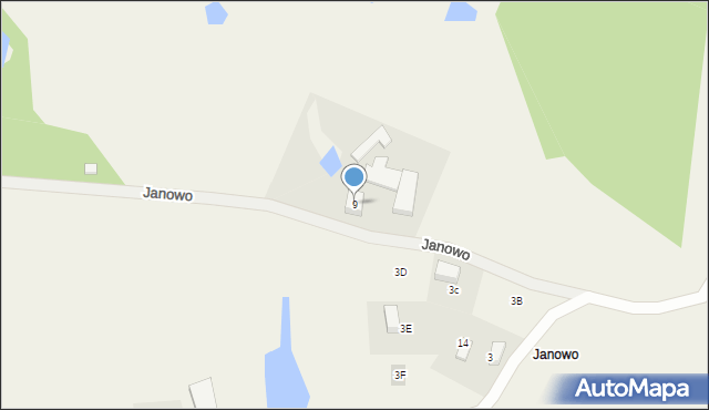 Sierakowska Huta, Janowo, 9, mapa Sierakowska Huta