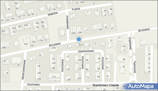 Skarbimierz-Osiedle, Jaśminowa, 5, mapa Skarbimierz-Osiedle