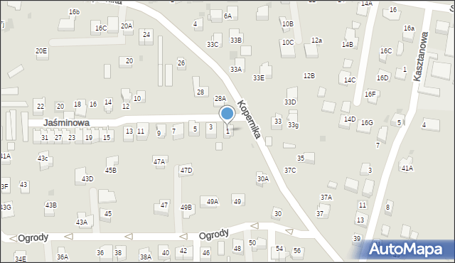 Skawina, Jaśminowa, 1, mapa Skawina