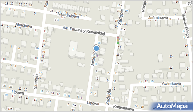 Skierniewice, Jarzębinowa, 14, mapa Skierniewic