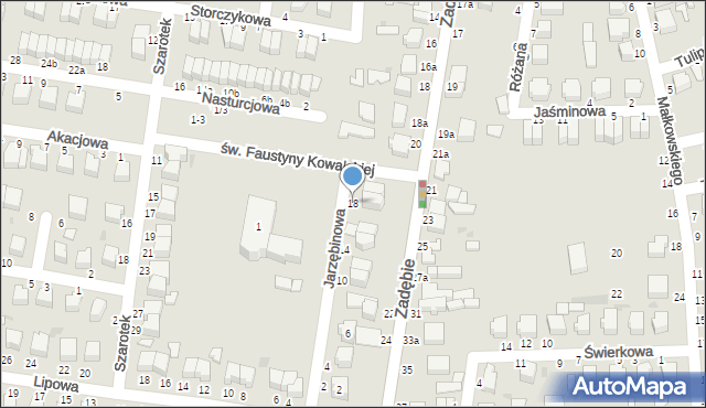 Skierniewice, Jarzębinowa, 18, mapa Skierniewic