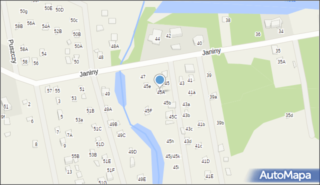 Skrzeszew, Janiny, 45A, mapa Skrzeszew