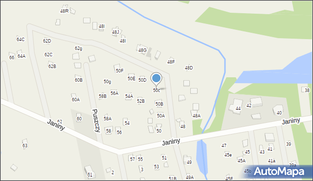 Skrzeszew, Janiny, 50c, mapa Skrzeszew