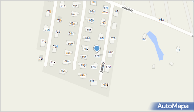 Skrzeszew, Janiny, 67h, mapa Skrzeszew