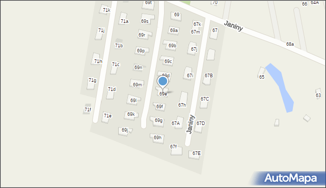 Skrzeszew, Janiny, 69e, mapa Skrzeszew