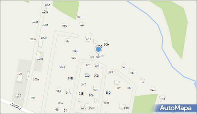 Skrzeszew, Janiny, 90F, mapa Skrzeszew