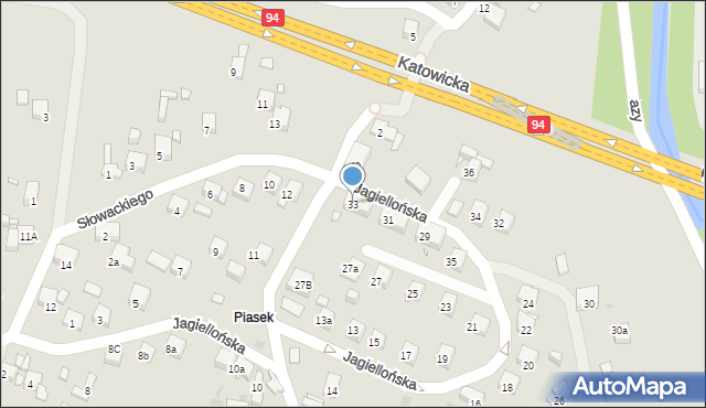 Sławków, Jagiellońska, 33, mapa Sławków