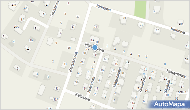 Słupno, Jaworowa, 11, mapa Słupno