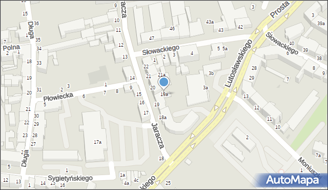 Słupsk, Jaracza Stefana, 19a, mapa Słupska