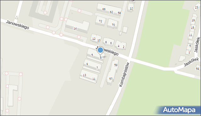 Sosnowiec, Janowskiego Aleksandra, 3, mapa Sosnowca