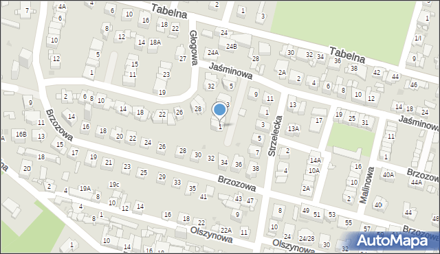 Sosnowiec, Jaśminowa, 1, mapa Sosnowca