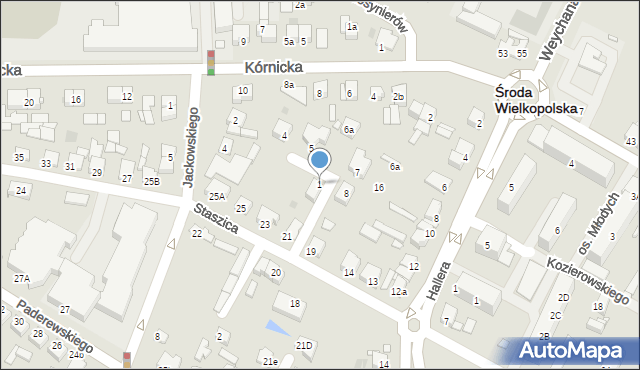 Środa Wielkopolska, Janickiego, ks., 1, mapa Środa Wielkopolska