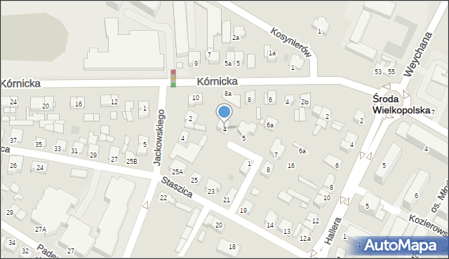 Środa Wielkopolska, Janickiego, ks., 4, mapa Środa Wielkopolska