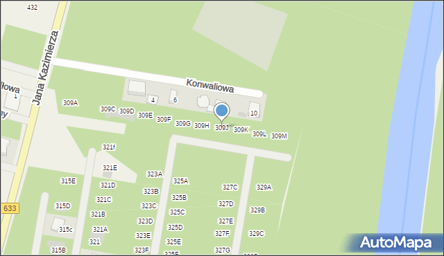 Stanisławów Pierwszy, Jana Kazimierza, 309J, mapa Stanisławów Pierwszy