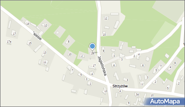 Strzyżów, Jagiellońska, 19, mapa Strzyżów