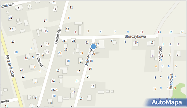 Suszno, Jaśminowa, 20, mapa Suszno