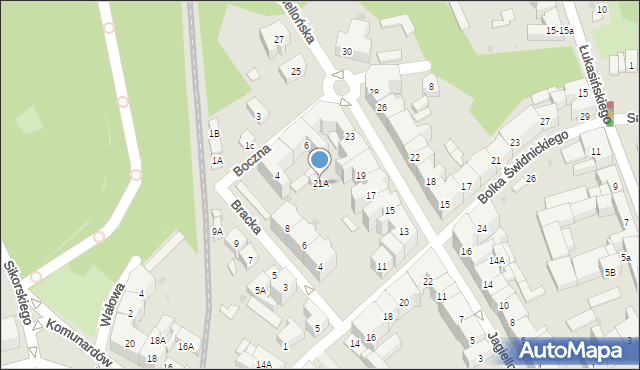 Świdnica, Jagiellońska, 21A, mapa Świdnicy