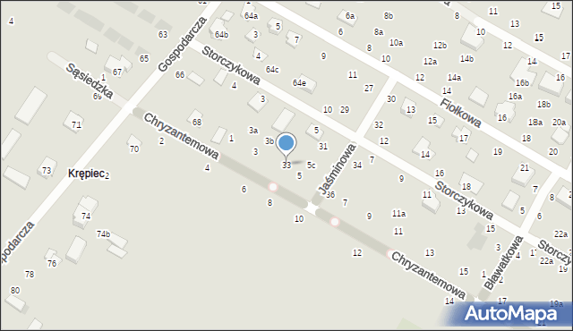 Świdnik, Jaśminowa, 33, mapa Świdnika