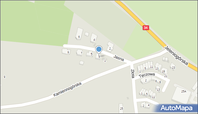 Świebodzice, Jasna, 3, mapa Świebodzice