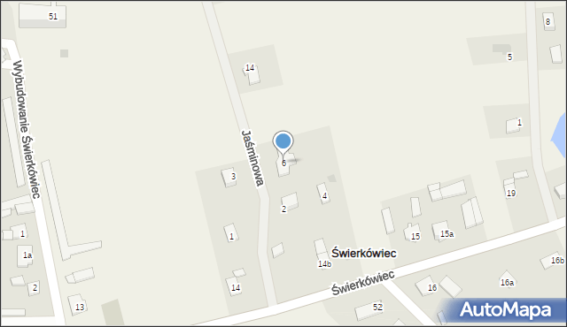 Świerkówiec, Jaśminowa, 6, mapa Świerkówiec