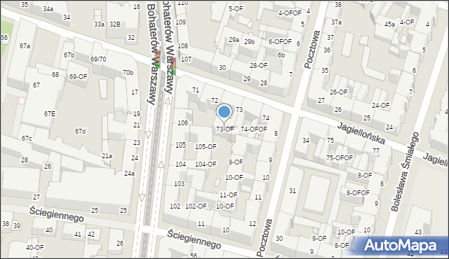 Szczecin, Jagiellońska, 73-OF, mapa Szczecina