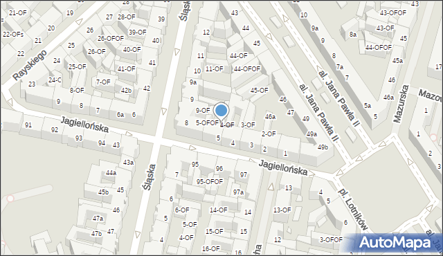 Szczecin, Jagiellońska, 5-OF, mapa Szczecina