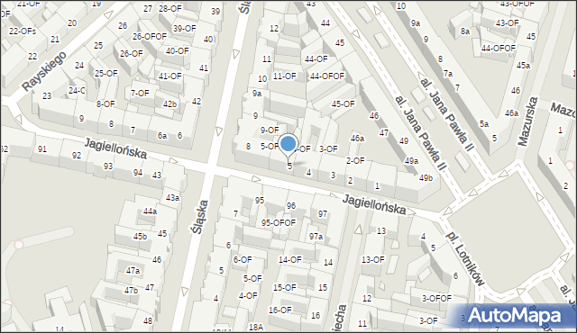 Szczecin, Jagiellońska, 5, mapa Szczecina