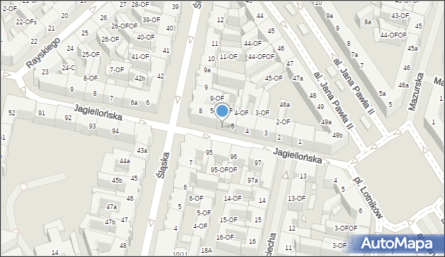 Szczecin, Jagiellońska, 5a, mapa Szczecina