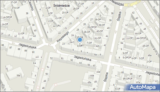 Szczecin, Jagiellońska, 8-OF, mapa Szczecina