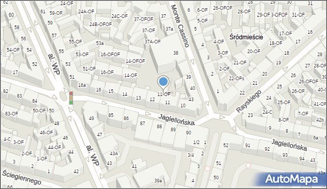 Szczecin, Jagiellońska, 11-OF, mapa Szczecina
