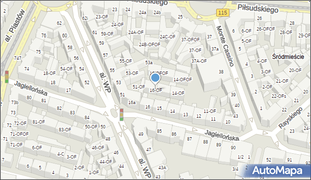 Szczecin, Jagiellońska, 16-OF, mapa Szczecina