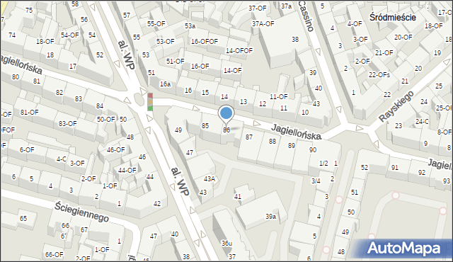 Szczecin, Jagiellońska, 86, mapa Szczecina