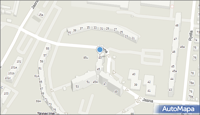 Szczecin, Jasna, 43, mapa Szczecina