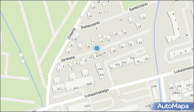 Szczecin, Jankiela, 14, mapa Szczecina