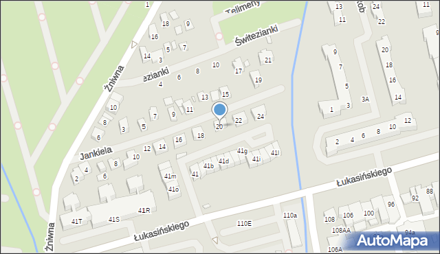 Szczecin, Jankiela, 20, mapa Szczecina